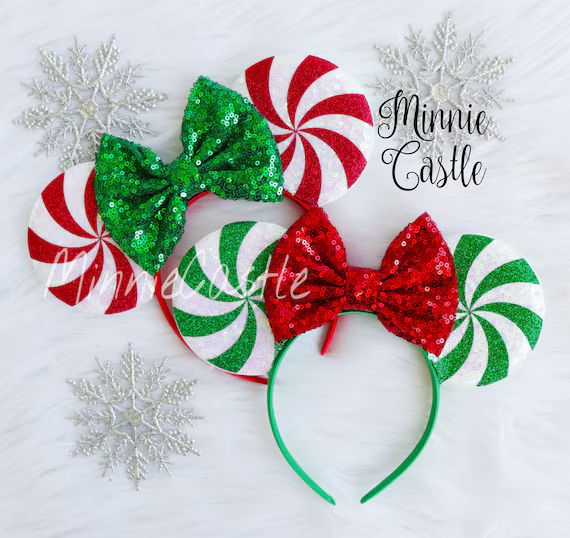 peppermint Christmas Minnie ears, Peppermint Minnie ears, Christmas Minnie ears, Christmas ears, ... | Etsy (US)