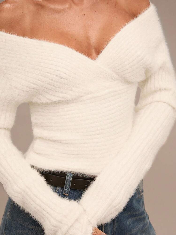 Jersey cuello barco blanco | SHEIN