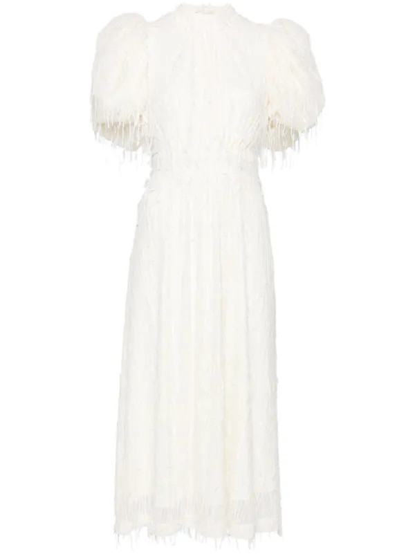 puff-sleeve sequined midi dress | Farfetch Global