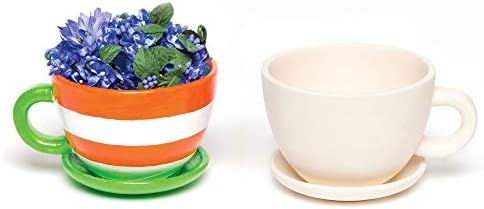 Baker Ross - AC624 Cup and Saucer Ceramic Plant Pots for Children to Design Paint and Decorate, Box  | Amazon (US)