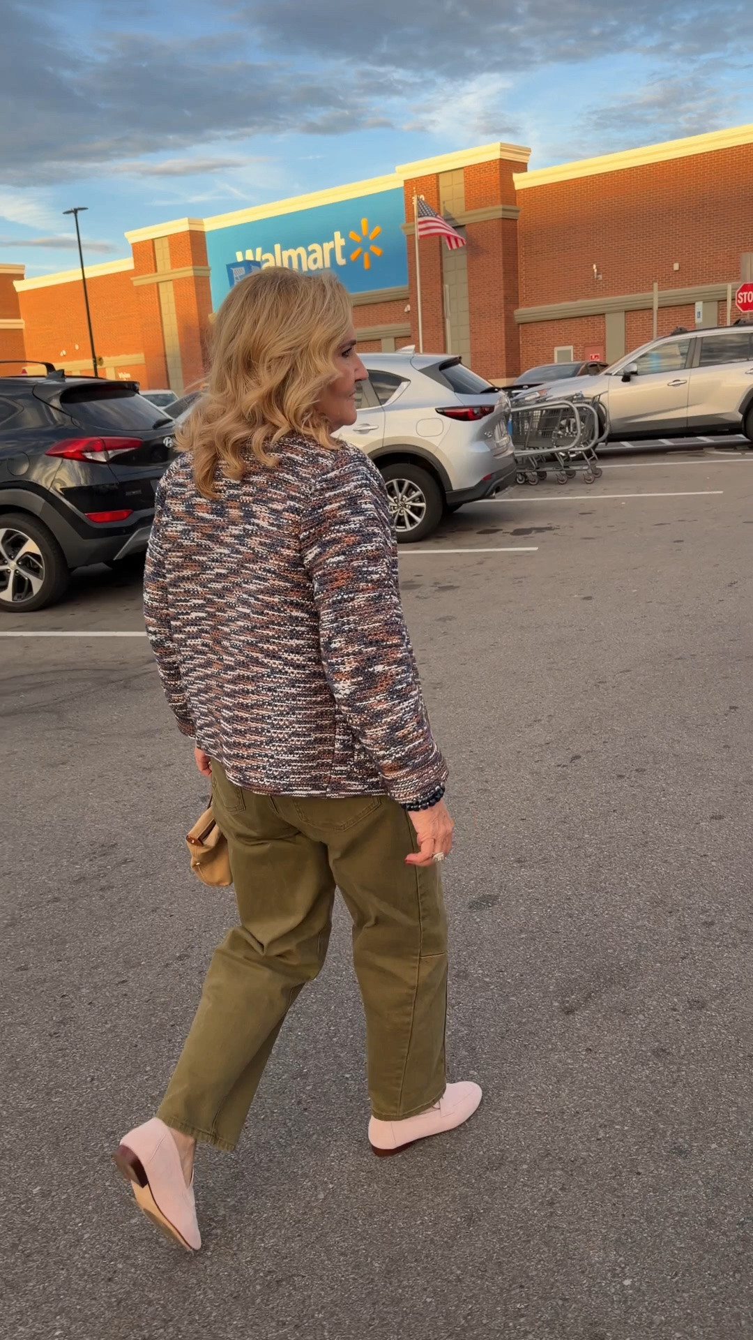 Wearing size medium 8 in all Walmart pieces! 
Pink suede loafers run a bit big. Fine true to size if you wear socks. But so soft!

#LTKootd #LTKOver40 #LTKPetite