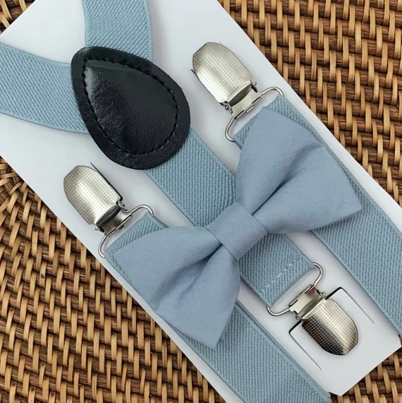 Dusty Blue Bow Tie & Suspenders  Ring Bearer Outfit - Etsy | Etsy (US)