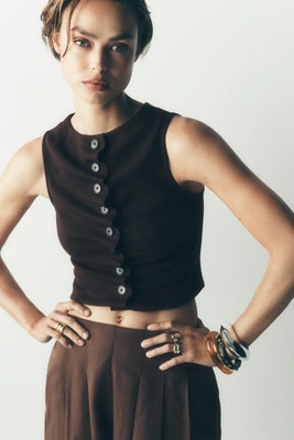 By Anthropologie Ruched Sleeveless Buttondown Top | Anthropologie (US)