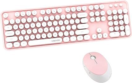 UBOTIE Colorful Computer Wireless Keyboard Mouse Combos, Typewriter Flexible Keys Office Full-Siz... | Amazon (US)