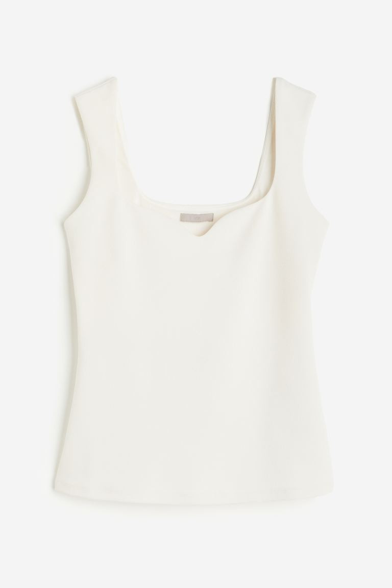 Sweetheart-neckline Top - Sweetheart Neckline - Sleeveless - White - Ladies | H&M US | H&M (US + CA)
