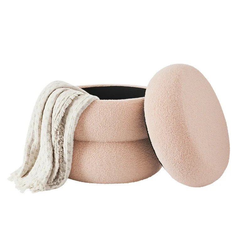 Mainstays Boucle Cloud Storage Ottoman, Blush - Walmart.com | Walmart (US)
