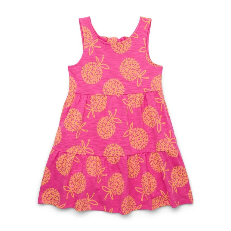 Wonder Nation Girls Tiered Dress with Bow Back, Sizes 4-18 & Plus | Walmart (US)