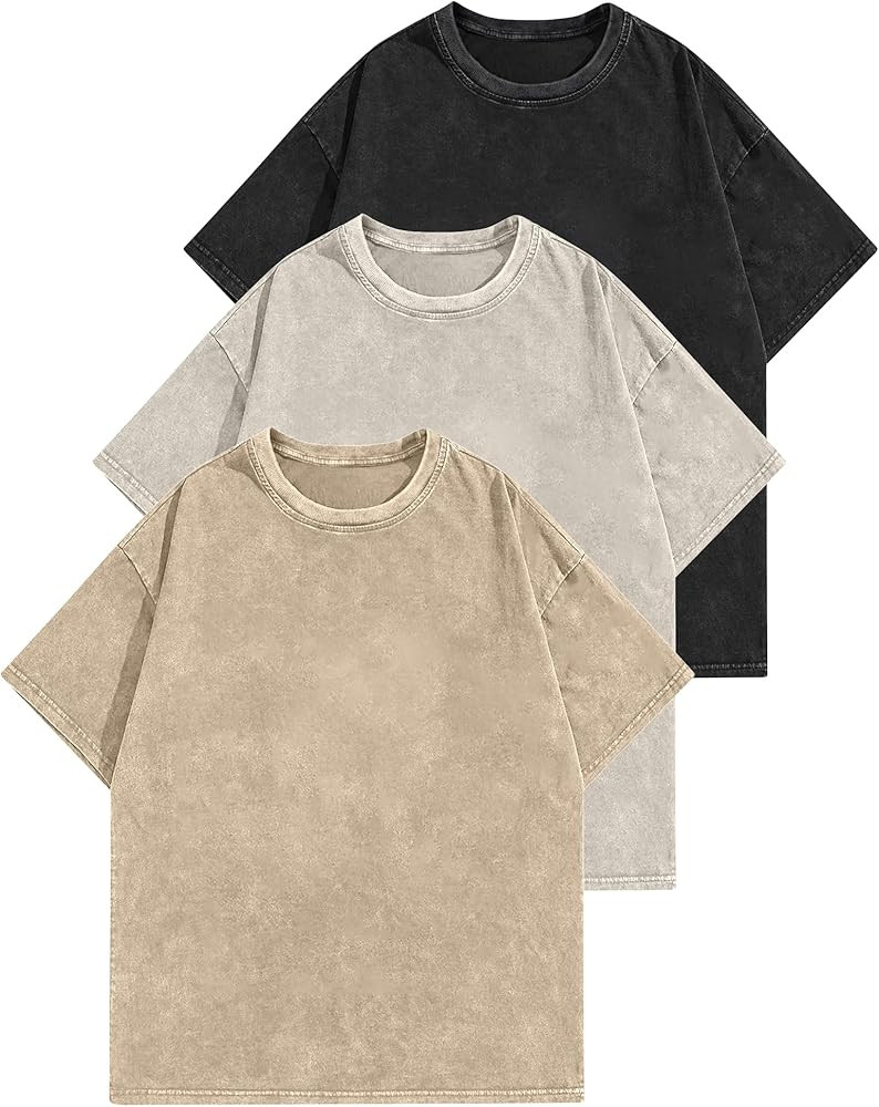 Aiyino Women's Oversized Cotton T-Shirts 3 Pack Vintage Washed Loose Fit Short Sleeve Crew Neck C... | Amazon (US)