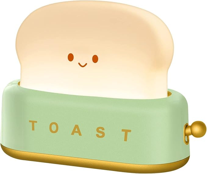 Cute Desk Decor Toaster Lamp, Rechargeable Kawaii Accessories Small Lamp LED Night Light for Kids... | Amazon (US)