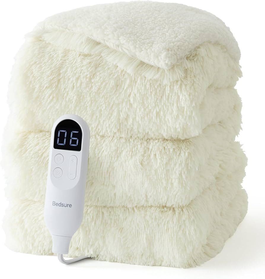 Bedsure Faux Fur Heated Blanket Twin Size, Fast Heating Fluffy Electric Blanket, Heating Blanket ... | Amazon (US)