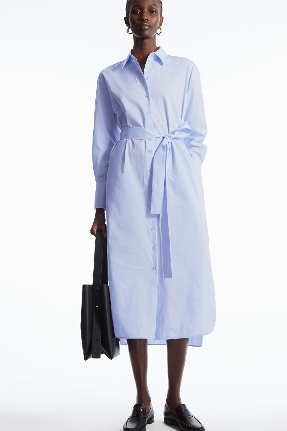 BELTED STRIPED MIDI SHIRT DRESS - LIGHT BLUE - Dresses - COS | COS (US)