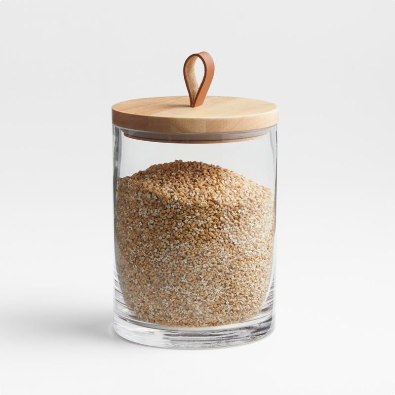 Tomos Medium Glass Canister with Wood Lid + Reviews | Crate & Barrel | Crate & Barrel