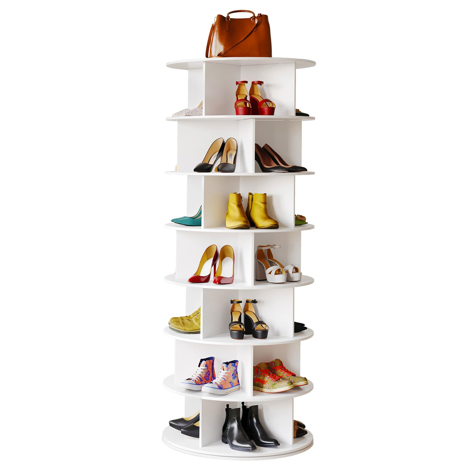 SpaceAid Cross Style 7-Tier Rotating Shoe Organizer, Spinning Shoe Rack Tower, 360 Display Lazy S... | Amazon (US)