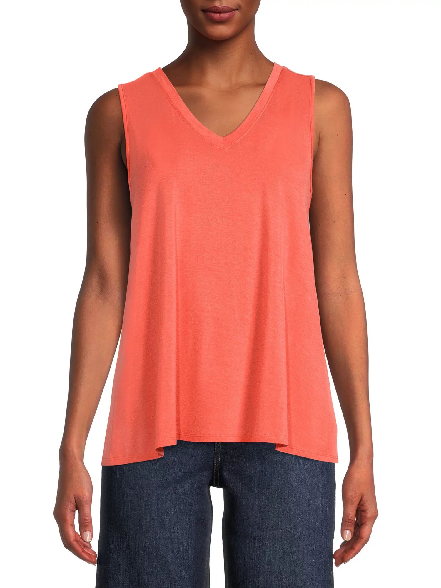 Time and Tru Women's Shirred Shoulder Tank Top - Walmart.com | Walmart (US)