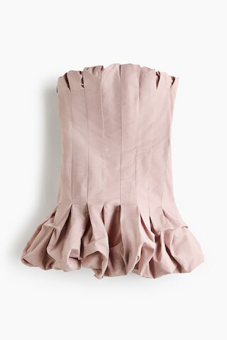 H & M - Bubble-Hem Bandeau Dress - Light Dusty Pink | H&M (US + CA)