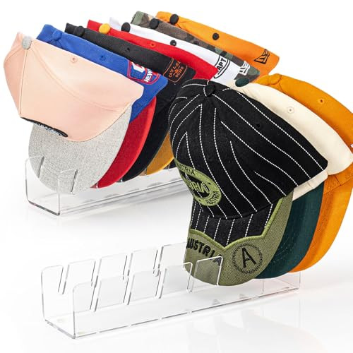 OAPRIRE Hat Stand for Baseball Caps, No-Install Acrylic Hat Organizer and Display for Closet/Desktop, Baseball Hat Storage Holds 14 Caps, Space Saver Hat Rack Hat Holder (2 Pack, Clear) | Amazon (US)