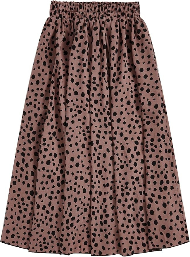 Milumia Women's Vintage Dalmatian Print A Line High Waist Flare Flowy Midi Skirts | Amazon (US)