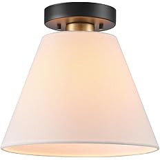 Globe Electric 66000137 1-Light Semi-Flush Mount Ceiling Light, Matte Black, Matte Brass Accent, ... | Amazon (US)