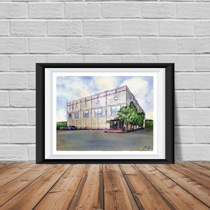The Office Pam's Watercolor Painting Replica Print Dunder Mifflin Building Pam Beesly Halpert - E... | Etsy (US)