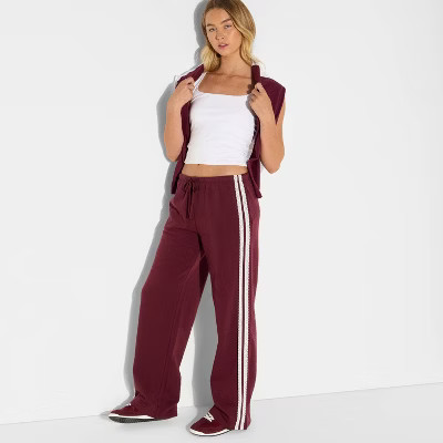Women's Side Striped Pull-On Pants - Burgundy | Target