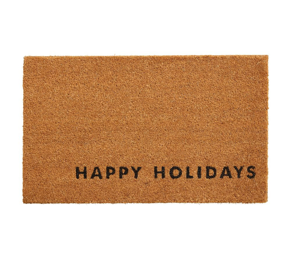 Happy Holidays Doormat, 18 x 30", Charcoal | Pottery Barn (US)