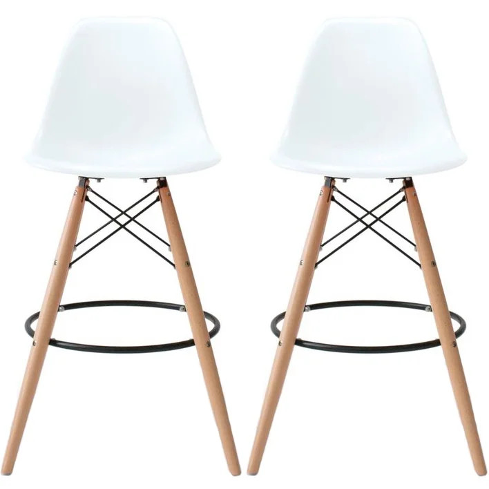 2xhome Set of 2 25" Seat Height Modern Chair Plastic Bar Stool Counter Stools With Back Eiffel Ch... | Walmart (US)