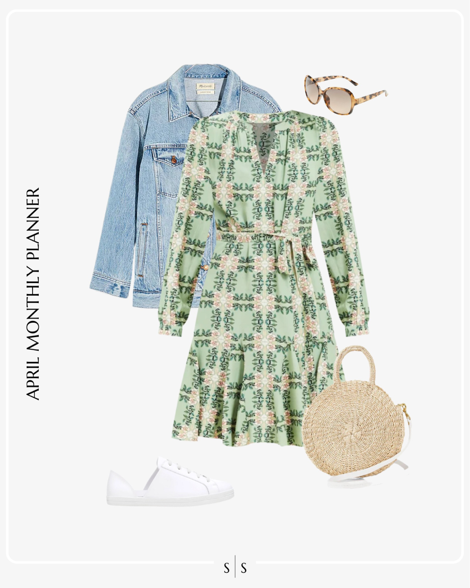 Monthly outfit planner: APRIL: Spring looks | floral mini dress, straw tote, denim jacket, white sneakers, tortoise sunglassess

See the entire calendar on thesarahstories.com ✨ 


#LTKstyletip