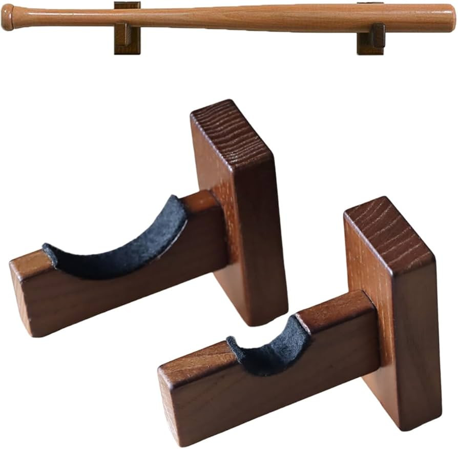 Orga'Neat Baseball Bat Display Case, Wall Mount Bat Holder Hanger, Solid Ash Tree Handmade Horizo... | Amazon (US)
