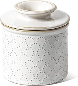 LE TAUCI Butter Crock, Butter Dish with Lid, Butter Container for Counter with Water Line, Emboss... | Amazon (US)