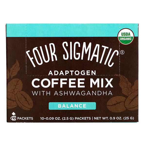 Four Sigmatic, Adaptogen Coffee Mix with Ashwagandha, Balance, Medium Roast, 10 Packets, 0.09 oz ... | iHerb