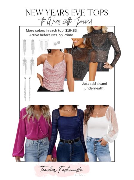 New Year’s Eve tops to wear with your favorite jeans: skinny jeans, wide leg jeans, cropped jeans, or straight leg jeans! Sparkle and shine all night by adding the perfect pair of dangling sparkly earrings! 

Everything arrives before NYE, comes in more colors, and is between $19-35!

#LTKHoliday #LTKfindsunder50 #LTKsalealert