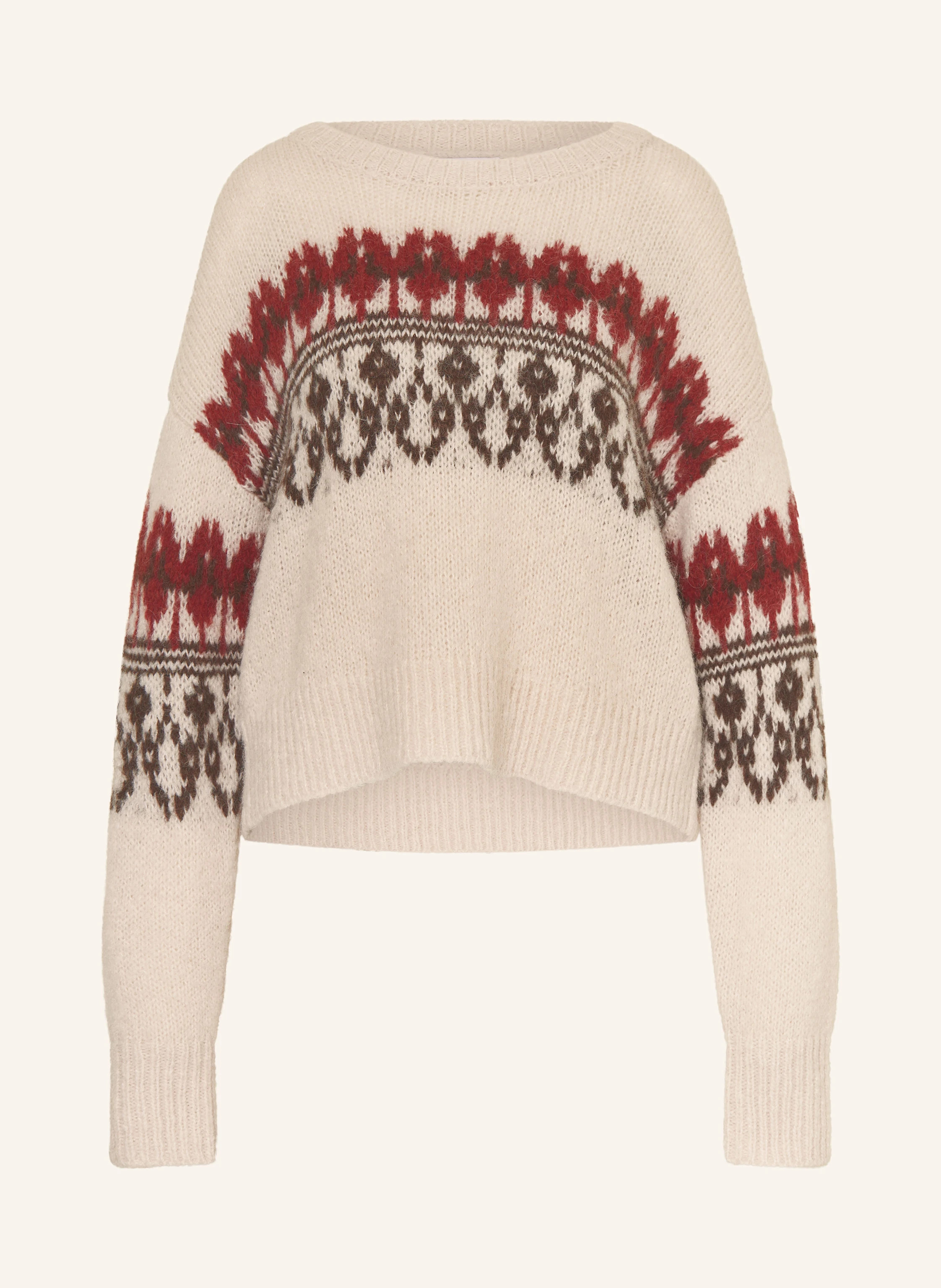 MRS & HUGS Pullover mit Alpaka in creme/ dunkelbraun/ dunkelrot | Breuninger (DACH)