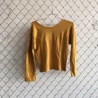 Cozy Mustard Long Sleeve Shirt With Wide Neck Bib Hem - Large | Etsy (US)