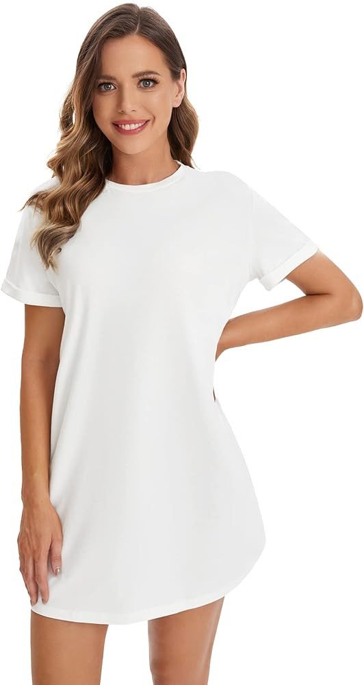 Milumia Women Casual Short T Shirt Dress Short Sleeve Straight Mini Tee Shirt Dress | Amazon (US)