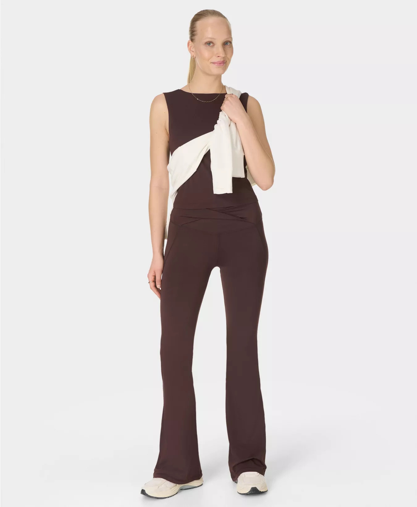 All Day Soft Twist Flare Trousers - Sable Brown | Women's Trousers & Yoga Pants | Sweaty Betty | Sweaty Betty UK