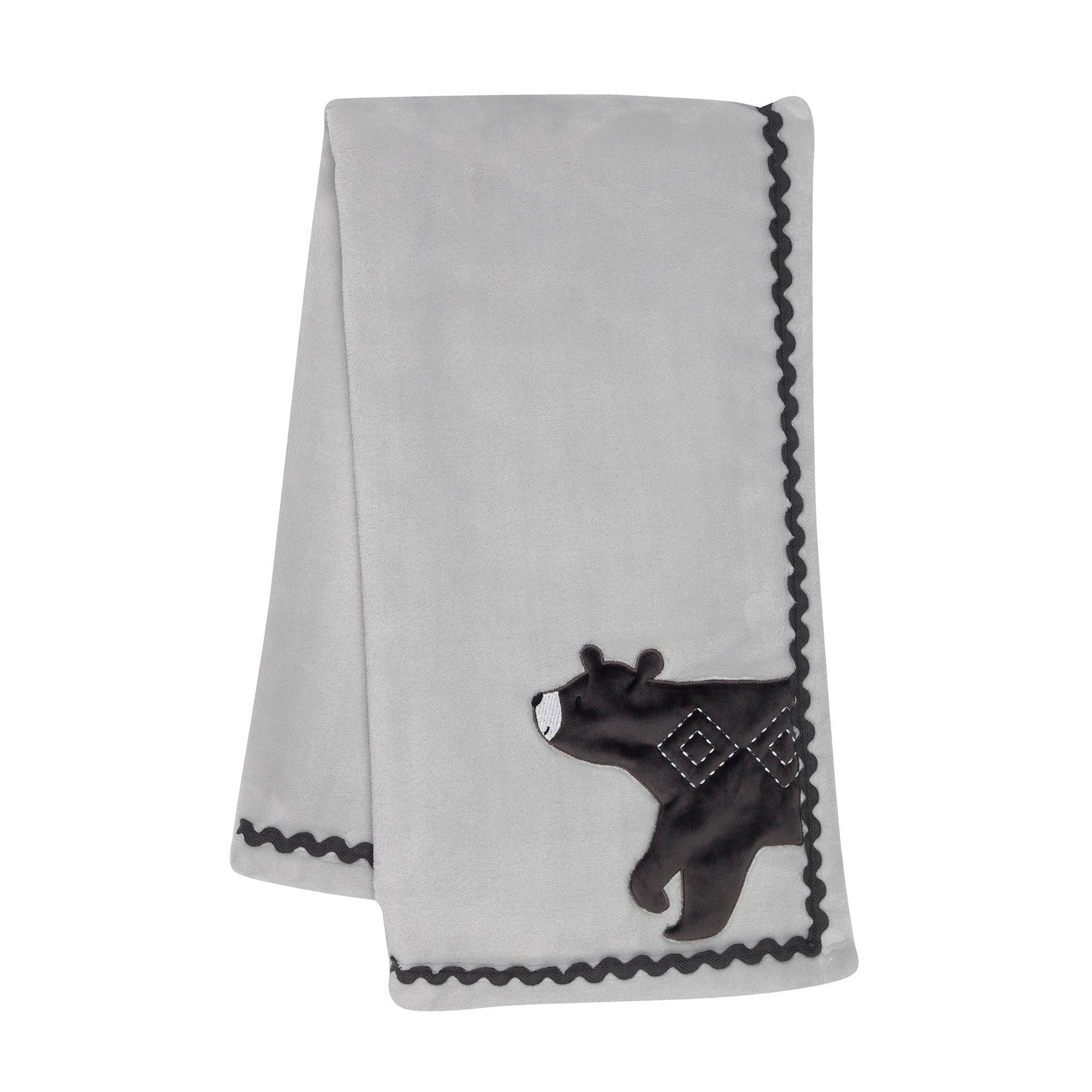 Lambs & Ivy Woodland Forest Gray Fleece Bear Nursery Baby Blanket - Walmart.com | Walmart (US)