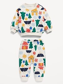 Unisex Printed Quilted Crew-Neck Sweatshirt &amp; Jogger Pants Set for Baby | Old Navy (US)