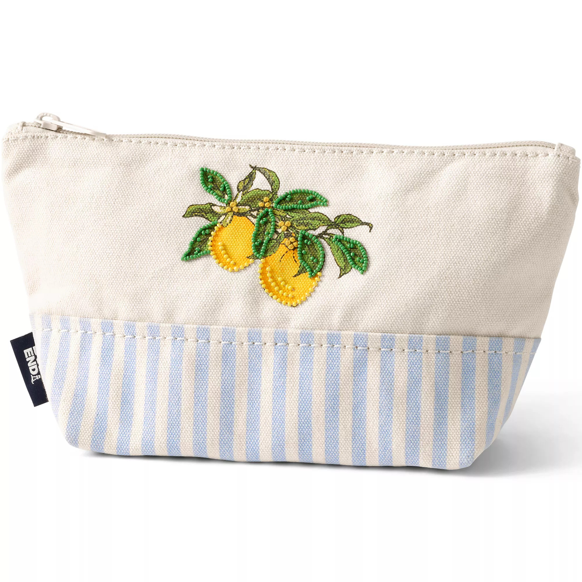 Embroidered Zipper Canvas Pouch | Lands' End (US)