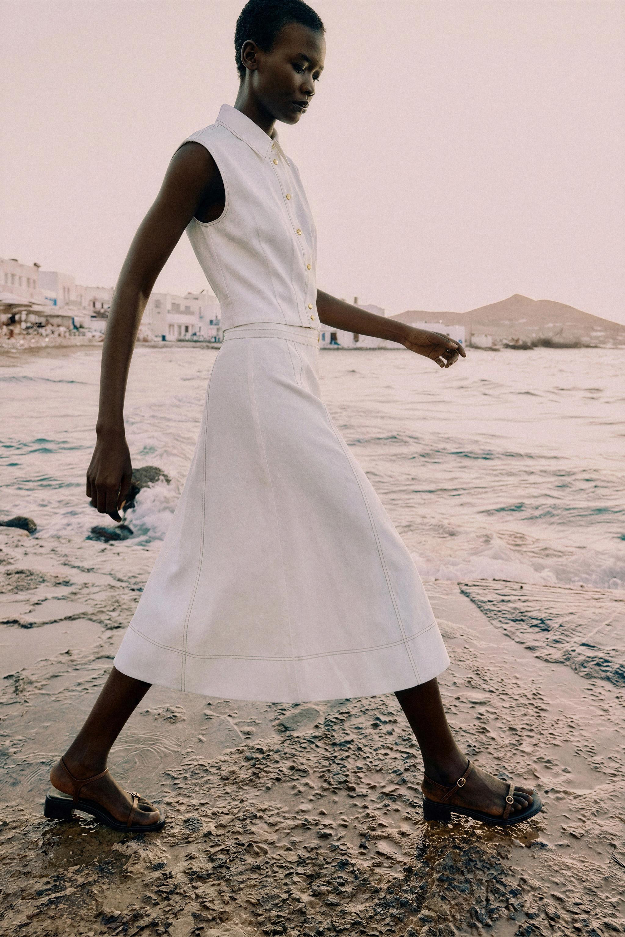 LINEN WRAP SKIRT WITH TOPSTITCHING | Zara US