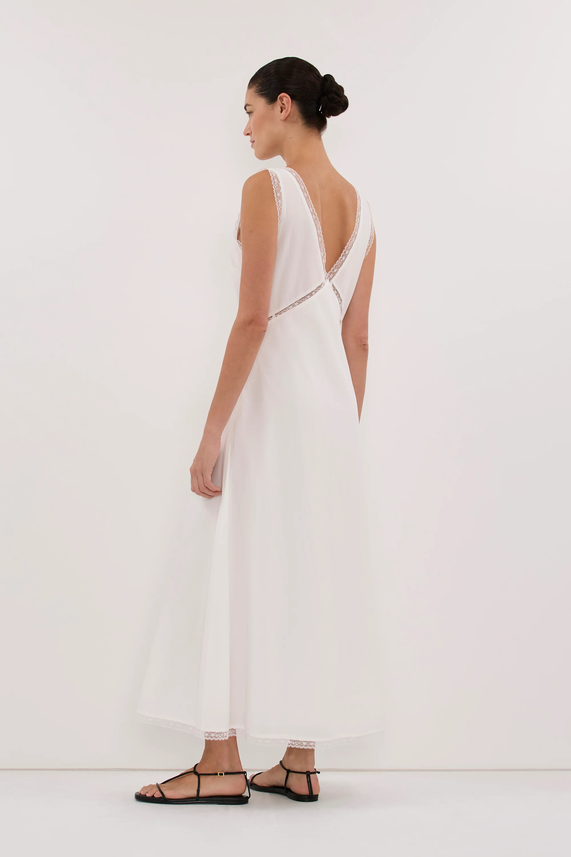 ROSIN WHITE LACE TRIM MIDI DRESS | DISSH