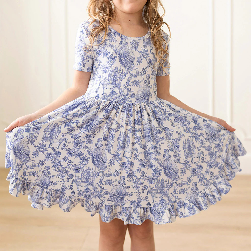 Princess Damask White Girl Twirl Dress | Briar | Posh Peanut