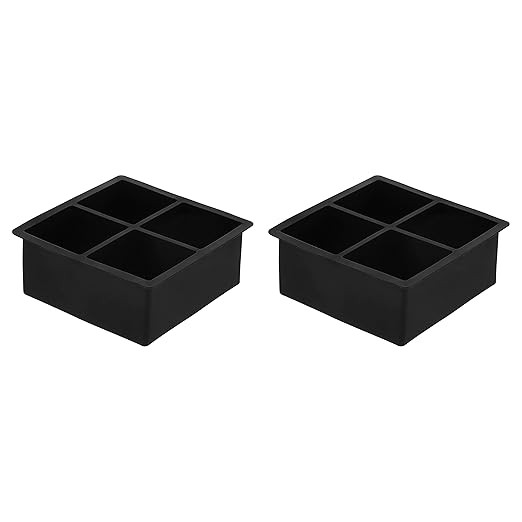Amazon Basics Silicone Square Ice Cube Trays, Set of 2, Black, 4.25 x 4.25 x 1.77 in (Previously ... | Amazon (US)