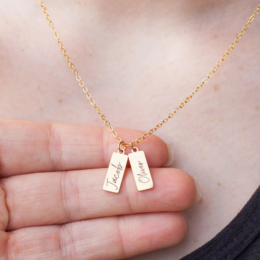 Personalized Multiple Bar Kids Name Necklace, Custom Name Tag Necklace, Handmade Personalized Jew... | Etsy (US)