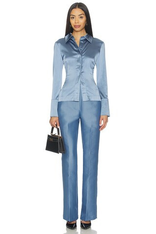 Janis Satin Shirt in Heather | Revolve Clothing (Global)