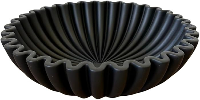 OAKOA Concrete Black Decorative Bowl for Home Decor - Black Fruit Bowl for Kitchen Counter - Blac... | Amazon (US)