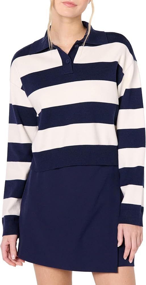 The Drop Women's Joan Splitneck Polo Long Sleeve Sweater | Amazon (US)