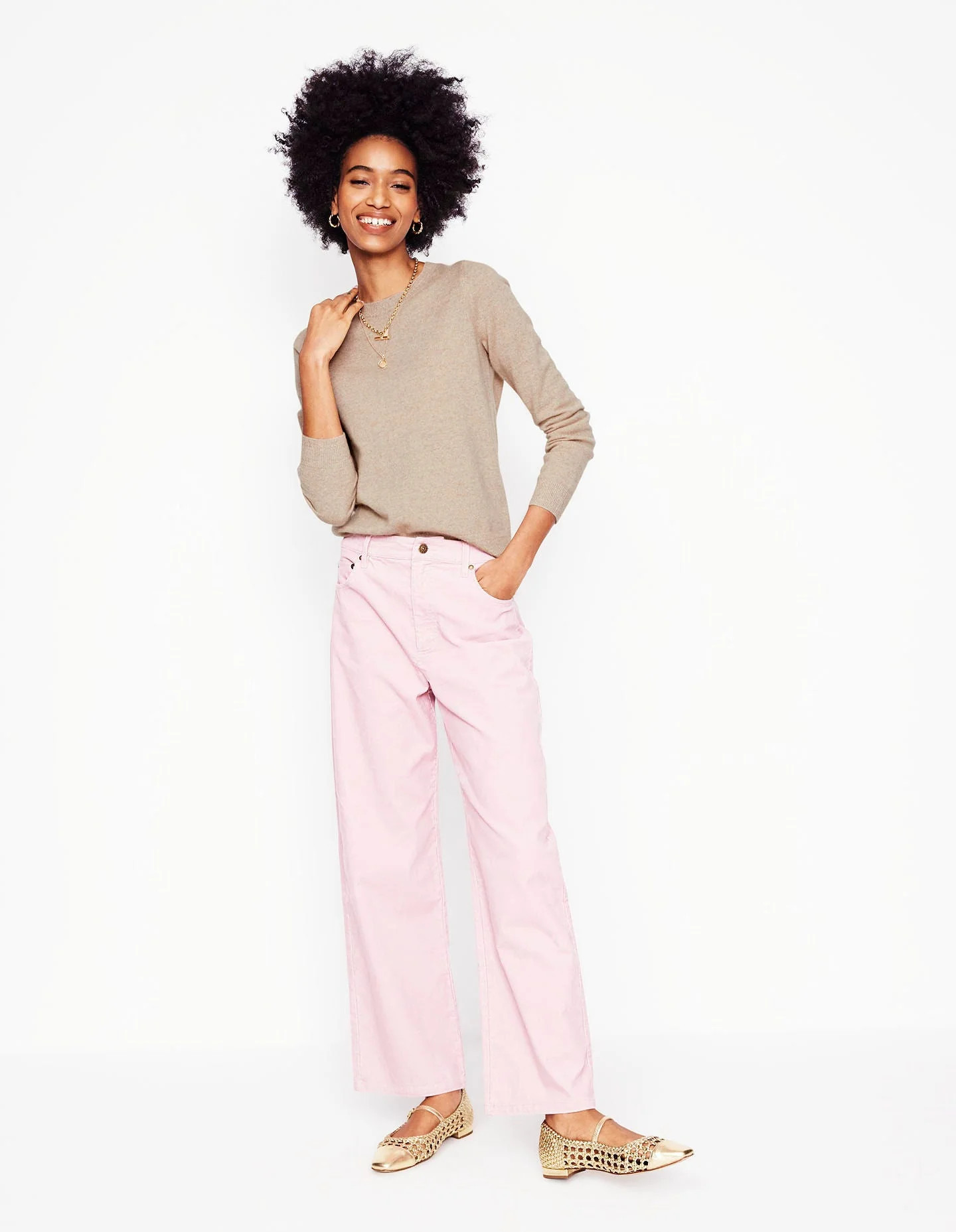 Eva Cashmere Crew Neck Jumper-Chinchilla Melange | Boden UK