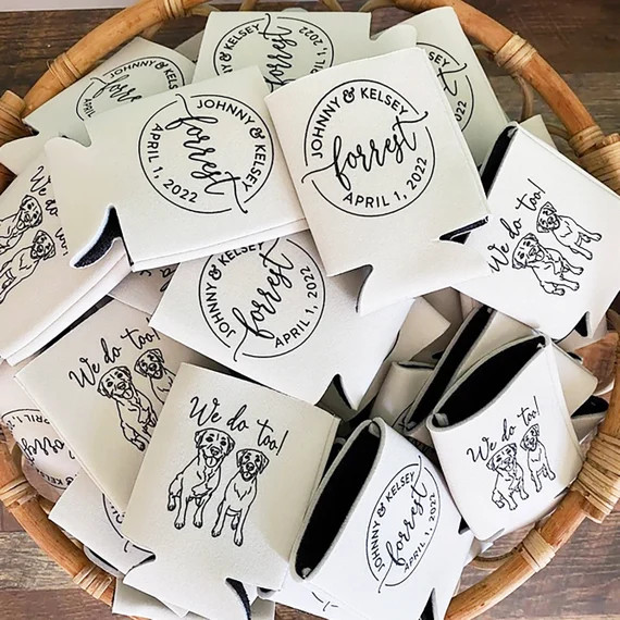 Custom Pet Illustration  Wedding Can Cooler 190R  Monogram - Etsy | Etsy (US)