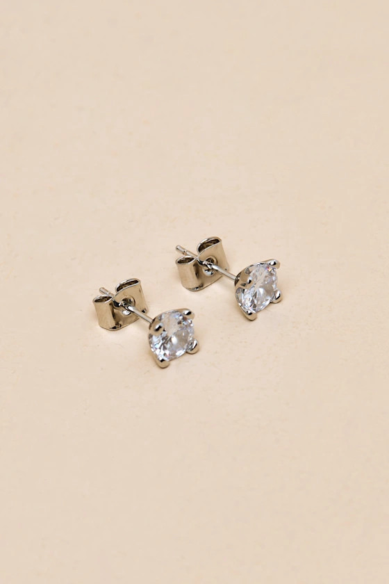 Zelphi 14KT White Gold Rhinestone Stud Earrings | Lulus