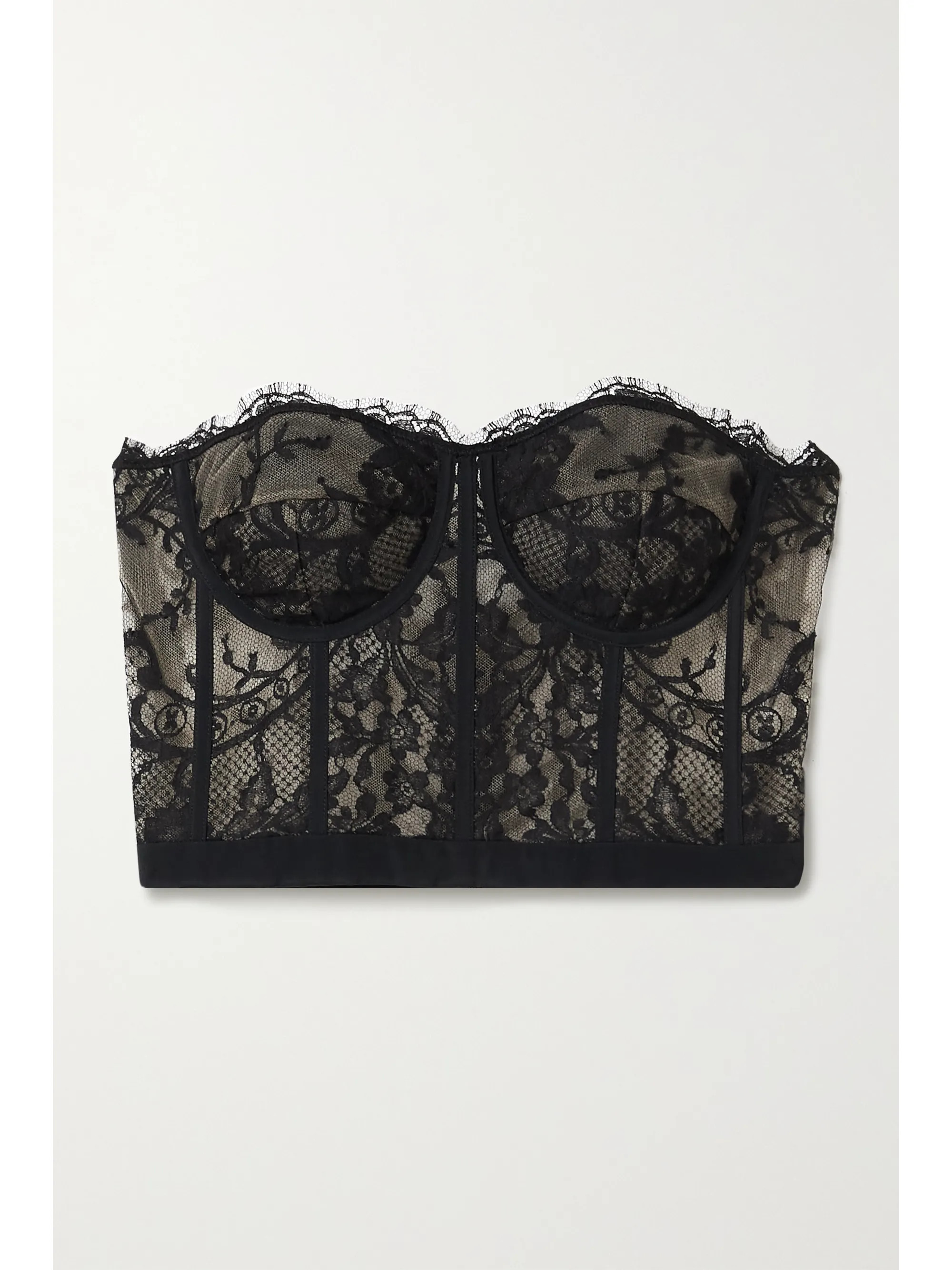 Black Cotton-blend lace bustier top | Alexander McQueen | NET-A-PORTER | NET-A-PORTER (US)